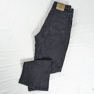 VTG Black Denim Asymmetrical Seam Bugle Boy Straight Leg Jeans